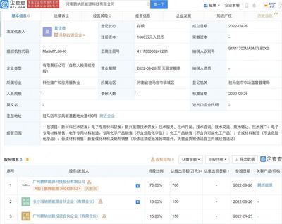 鵬輝能源布局河南，成立新能源科技公司專注電子專用材料研發